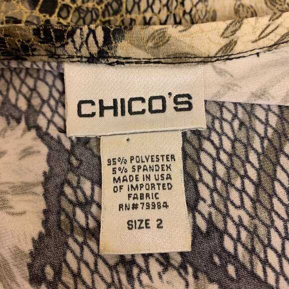 Chicos Blazer Multi Animal Print Metallic Green Bomber Zip Up Womens SZ 2(12-14) - Picture 9 of 9